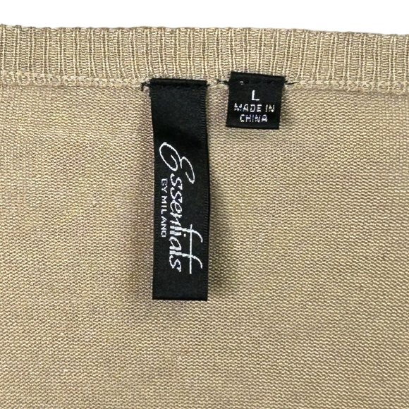 Vintage Essentials By Milano Womens L Tan Snap Up Stretch Cardigan Sweater Top - Picture 8 of 12